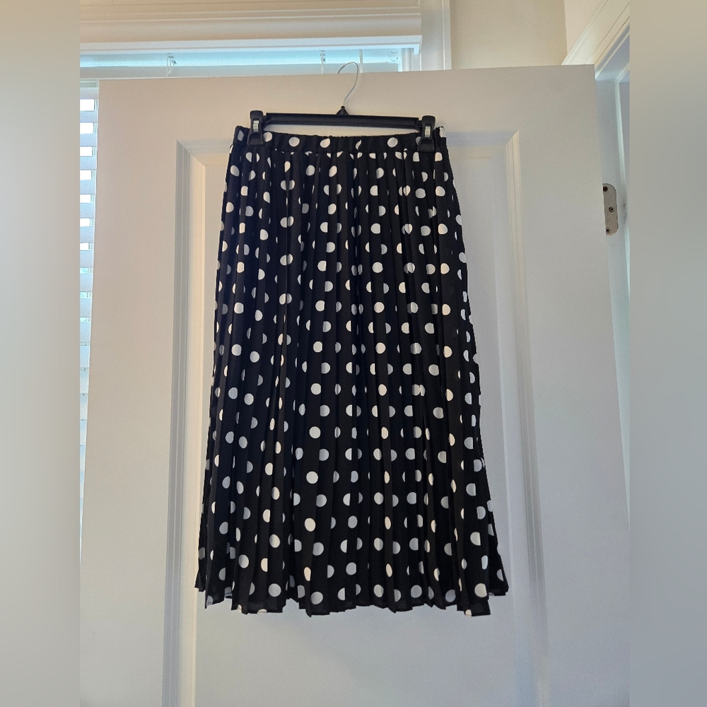 Banana Republic Factory Black and White Dot Midi Skirt Sz XS